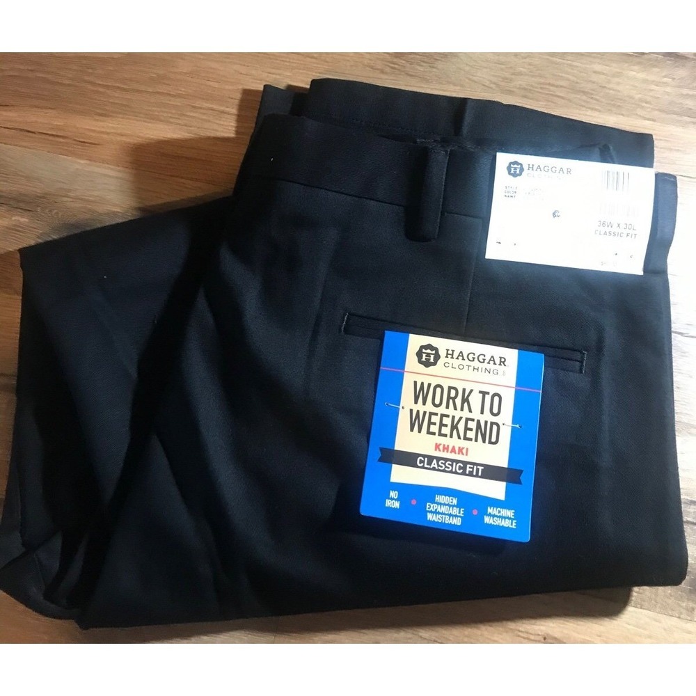 Men's Haggar Black Pants 36 x 30 -NWT